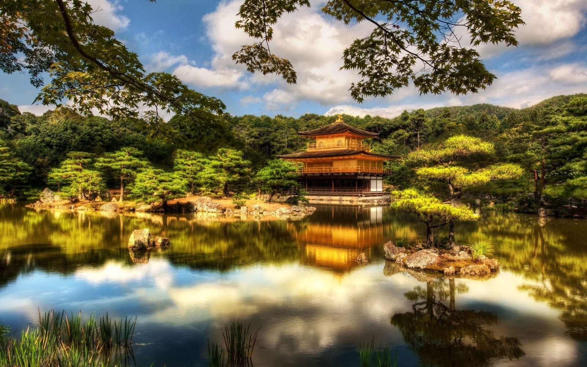 Golden Pavilion reflected in a pond