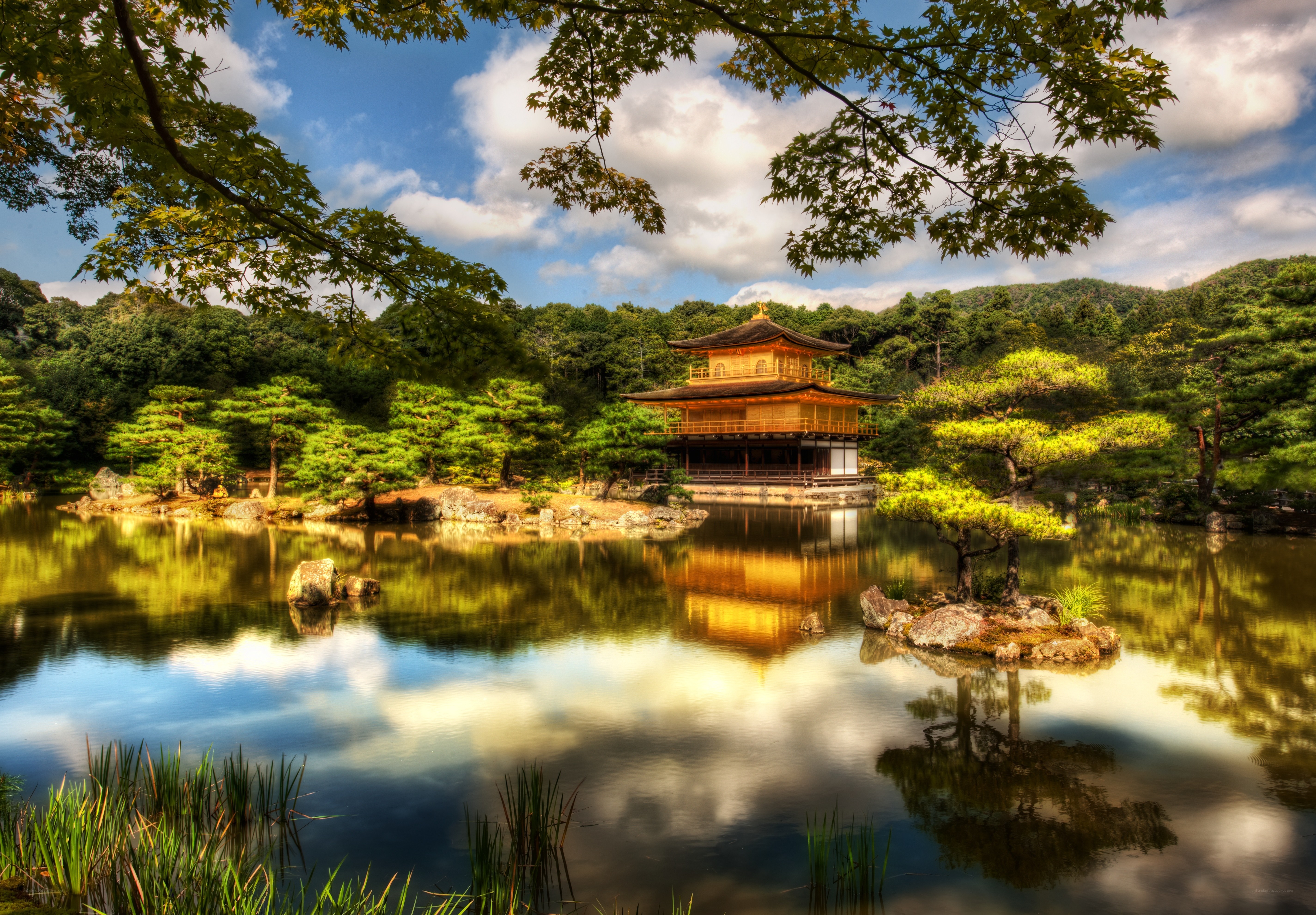 Golden Pavilion reflected in a pond