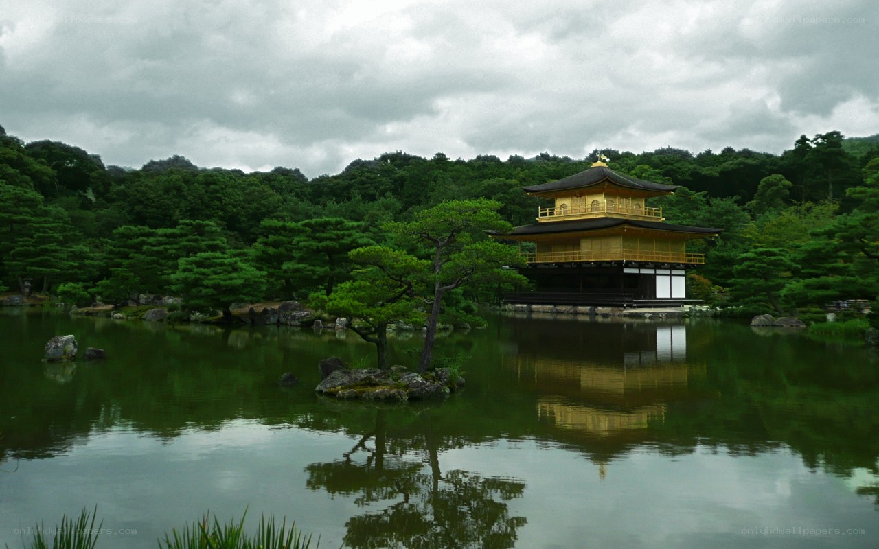 Golden Pavilion reflected in a pond