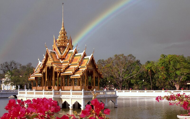 Golden Pavilion with Rainbow