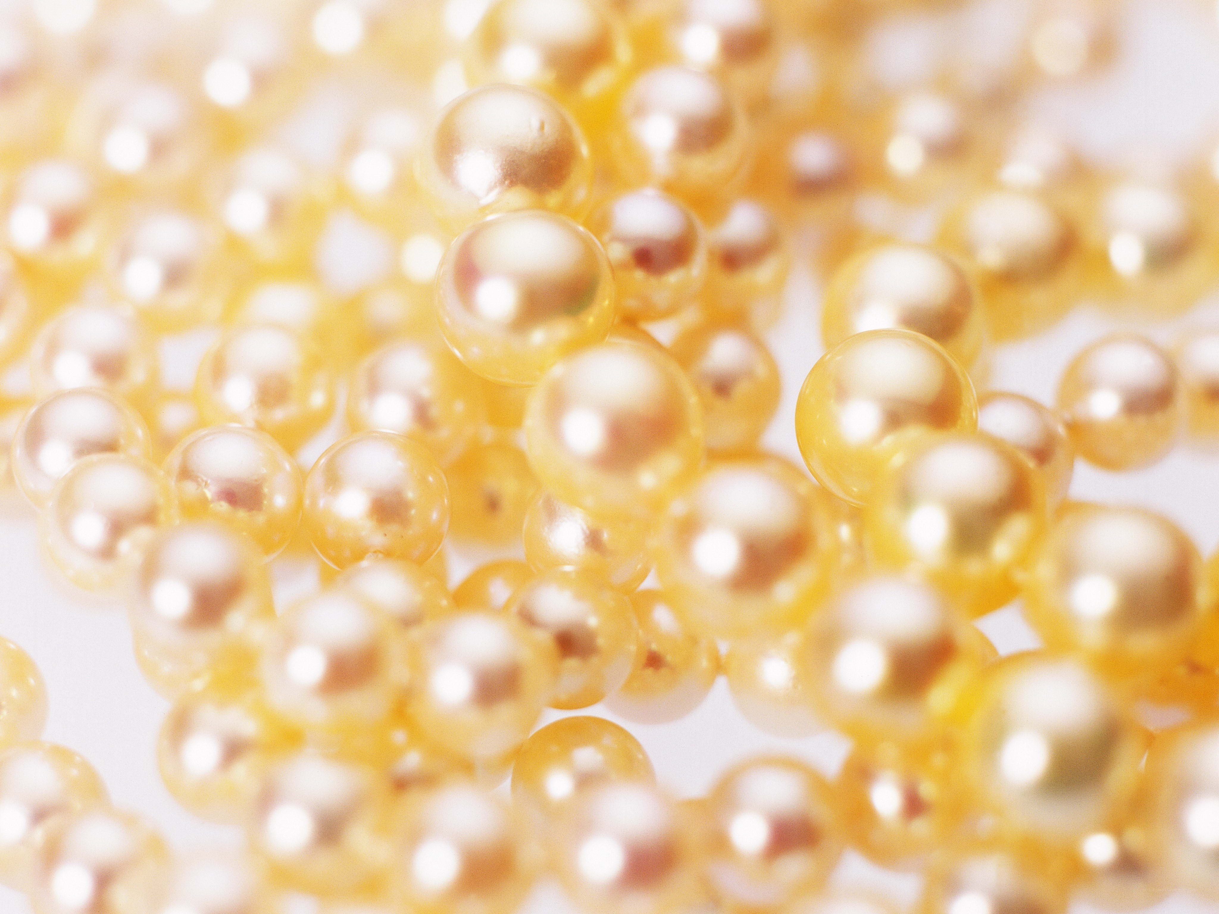 golden pearls close-up
