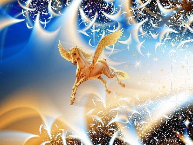 Golden Pegasus in Starry Sky