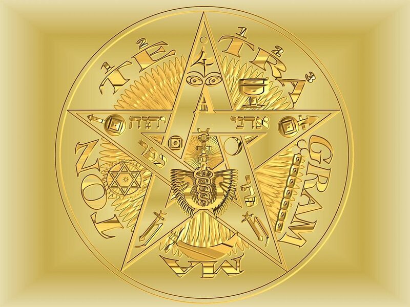 Golden pentagram symbol