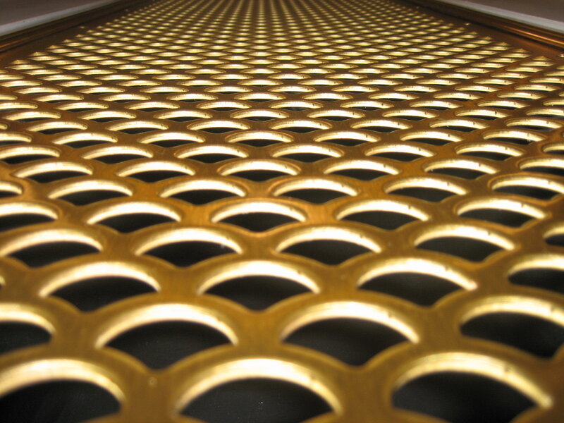 golden perforated metal grid