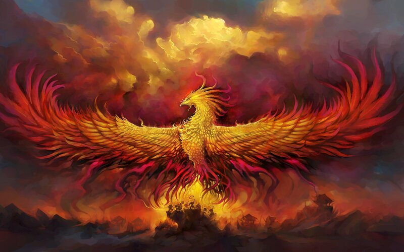 Golden Phoenix in Flight — Gold