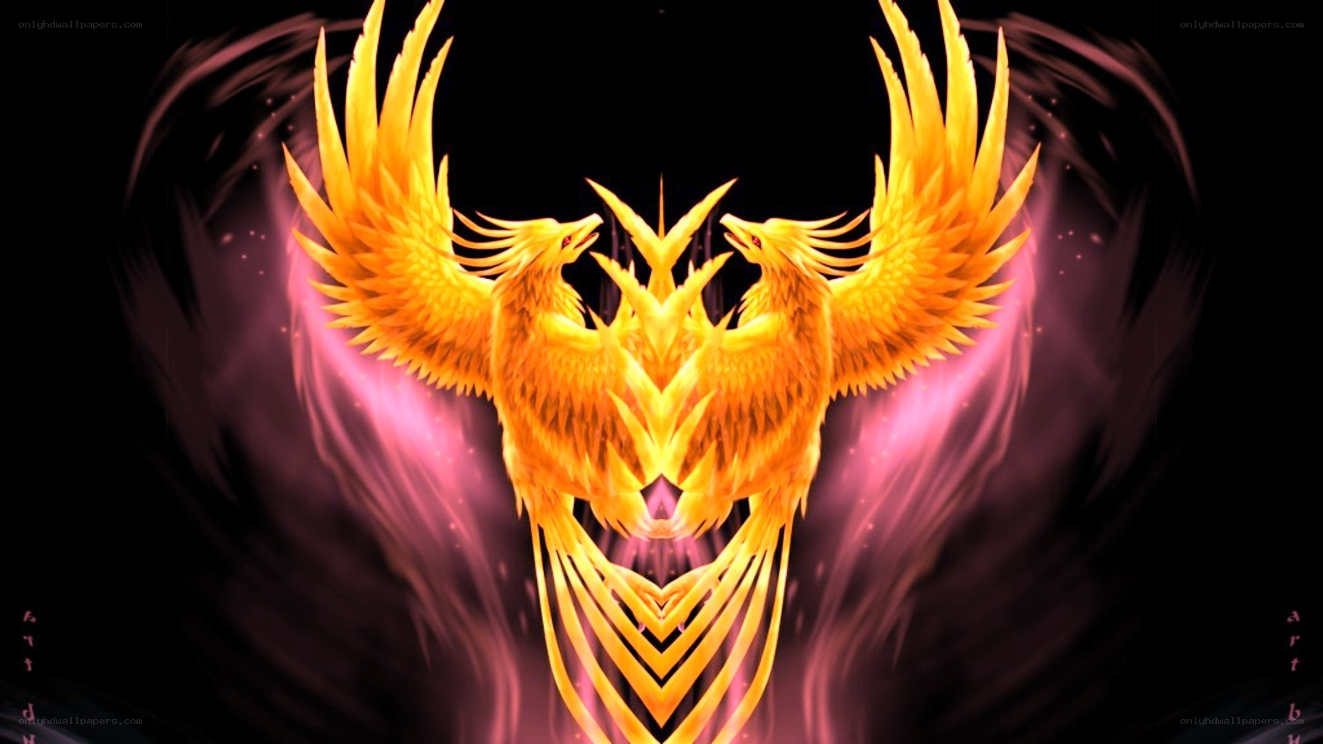 Golden phoenix symmetrical design