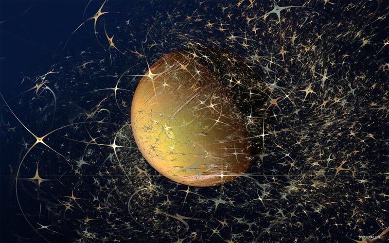 Golden Planet in Space