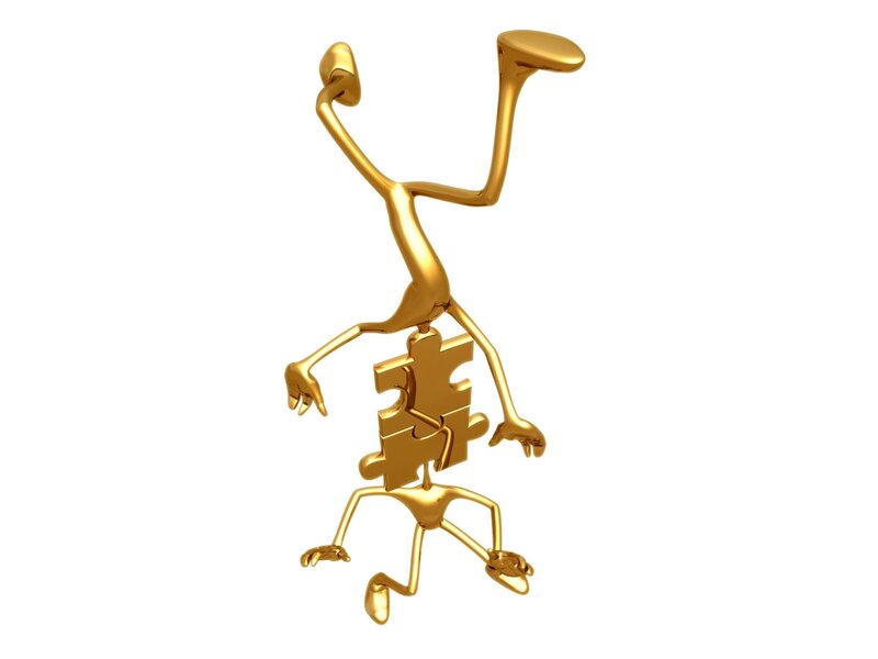 Golden Puzzle Piece Figures