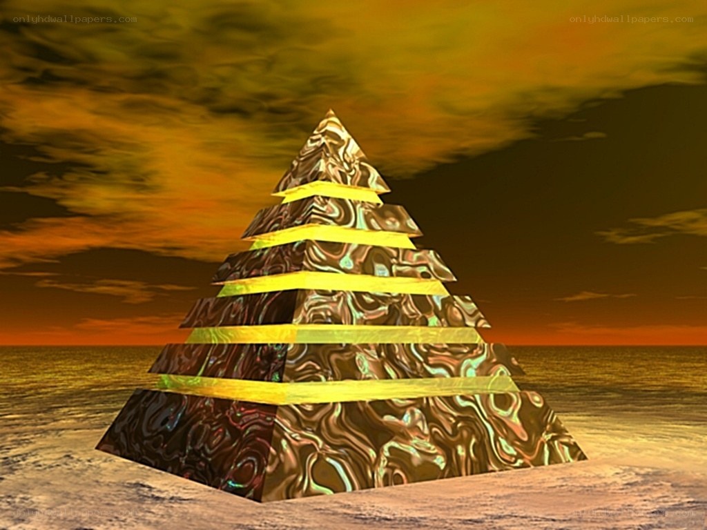 golden pyramid at sunset