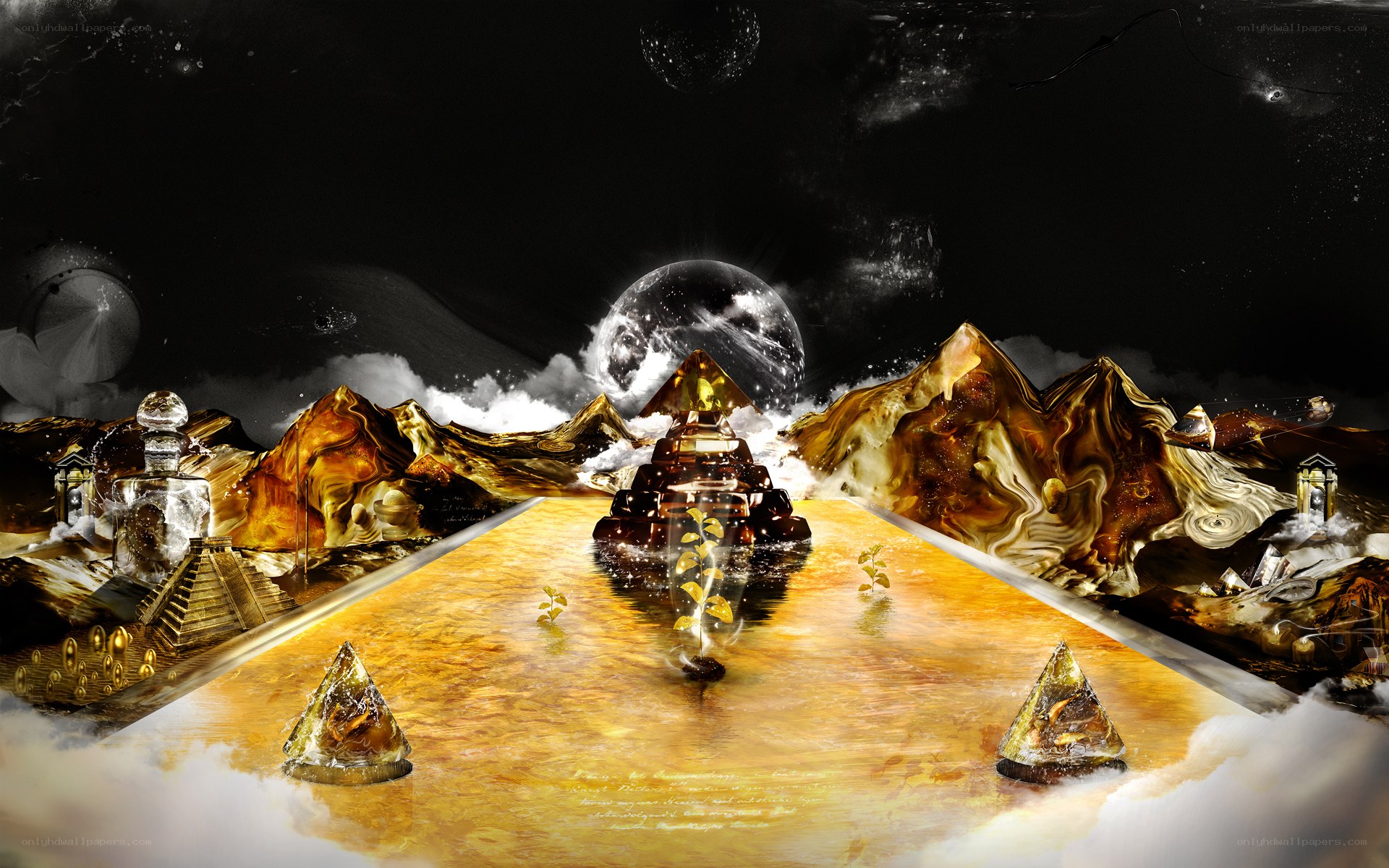 golden pyramid landscape