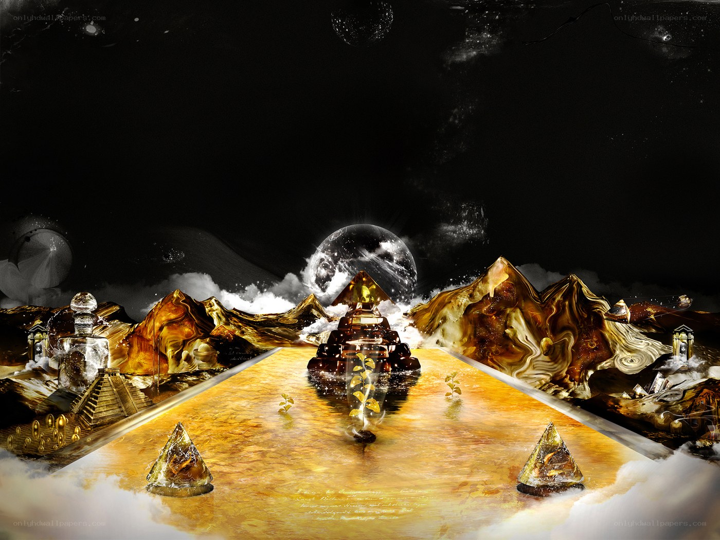 golden pyramid landscape