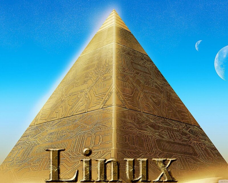 Golden Pyramid with Circuit Patterns — Blue, Dramatic