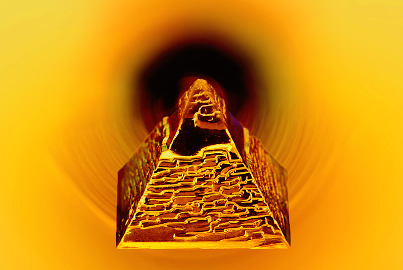 golden pyramid with tunnel effect