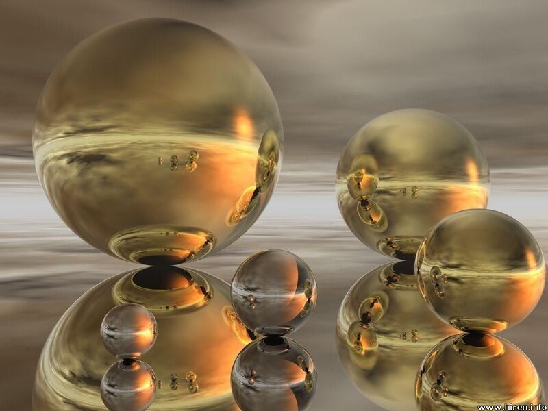 Golden reflective spheres