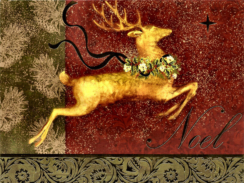 Golden Reindeer Leaping
