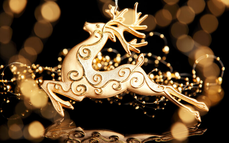 Golden Reindeer Ornament — Gold, Festive