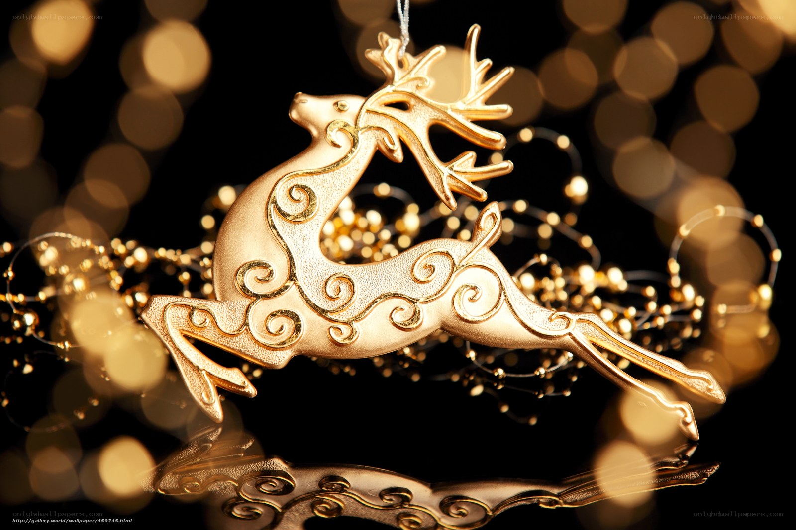 Golden reindeer ornament