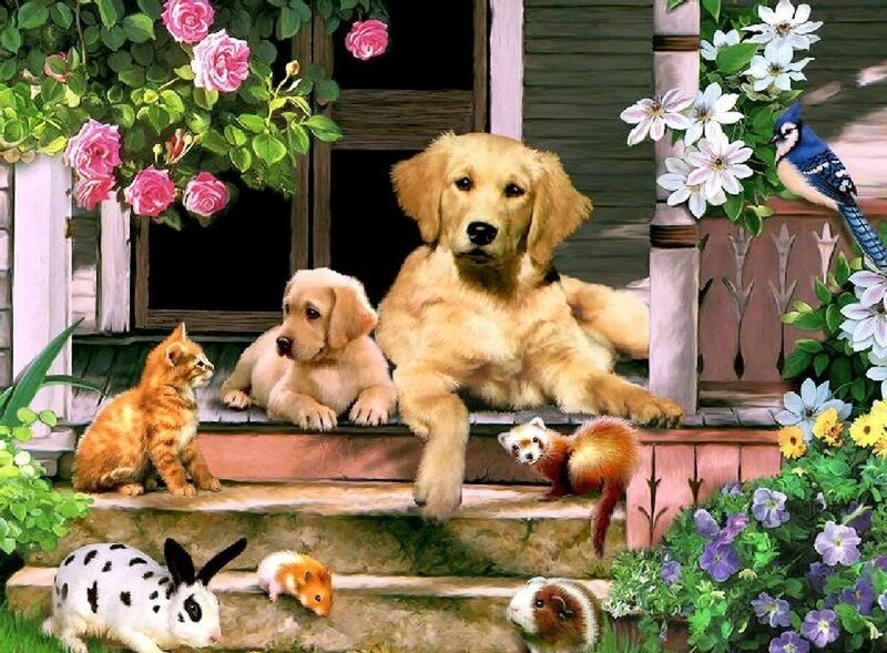 Golden Retriever Family — Gold