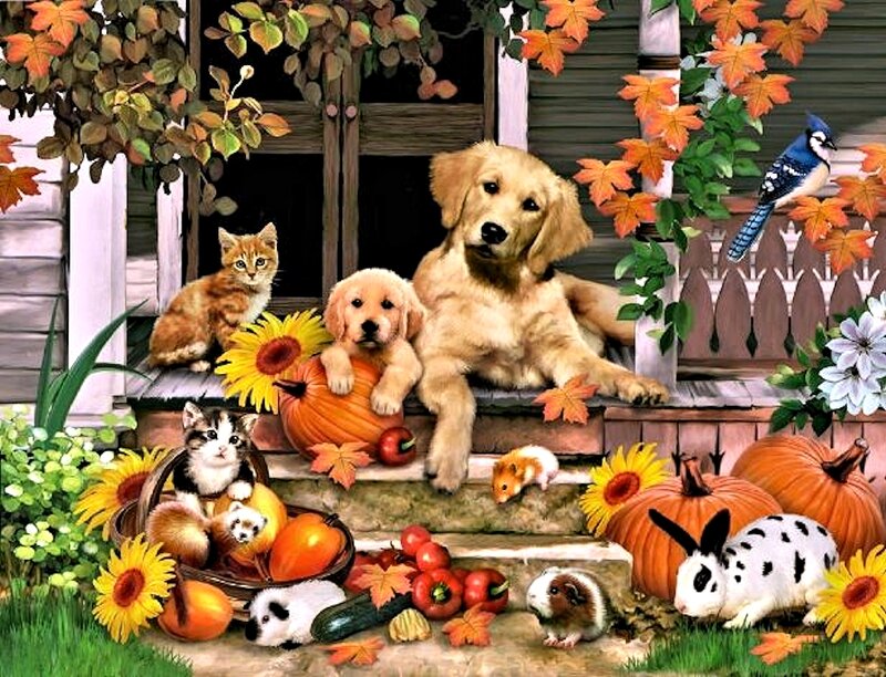 Golden Retriever Family — Orange