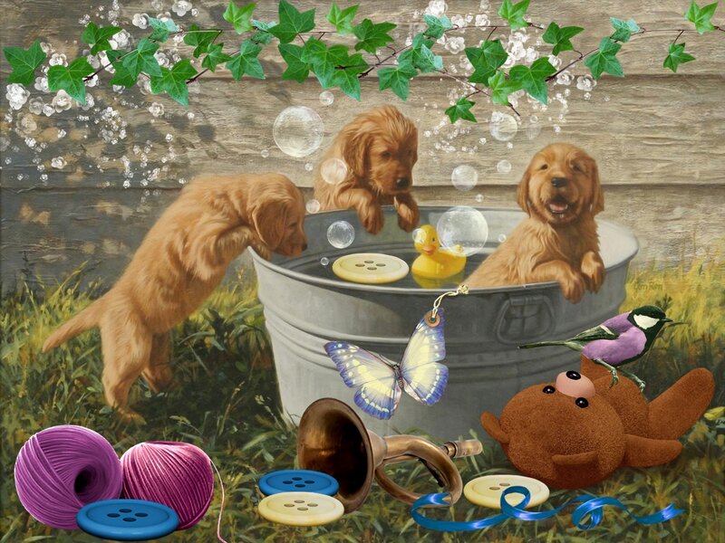 Golden Retriever Puppies — Brown, Playful