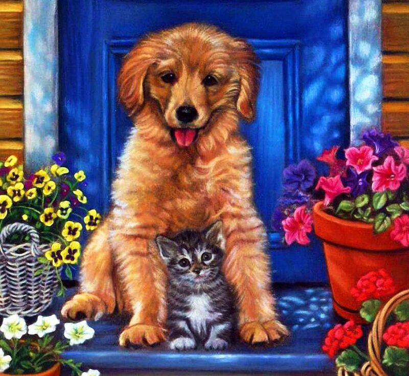 Golden Retriever Puppy — Blue, Peaceful