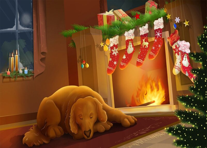 Golden Retriever Sleeping — Red