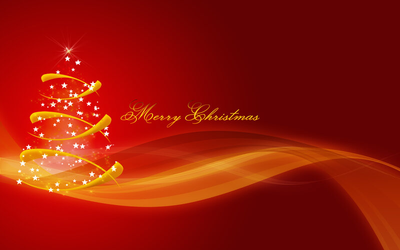 Golden Ribbon Christmas Tree — Red, Festive