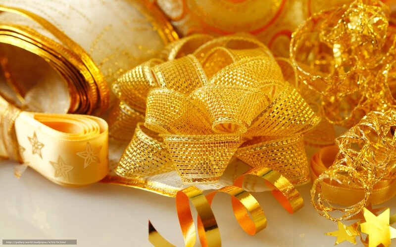 golden ribbons and bows