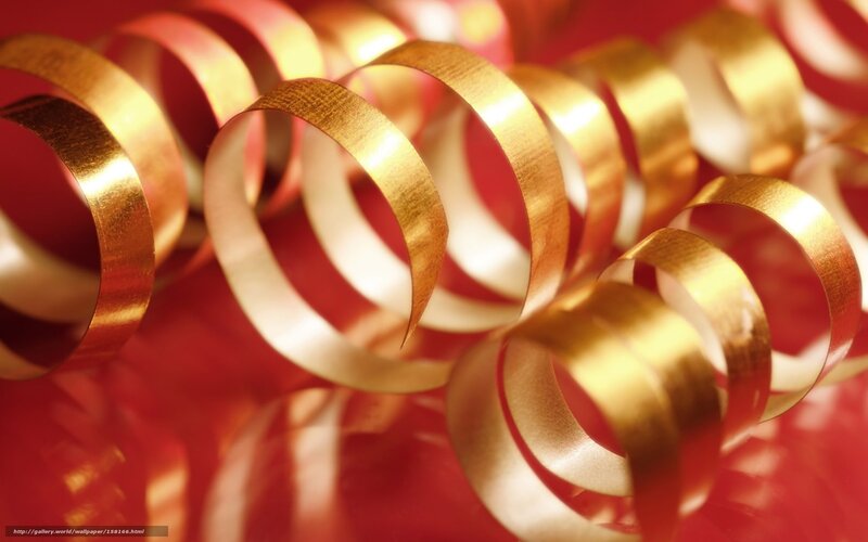 golden ribbons on red
