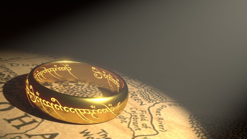 Golden Ring on Map — Gold, Dramatic