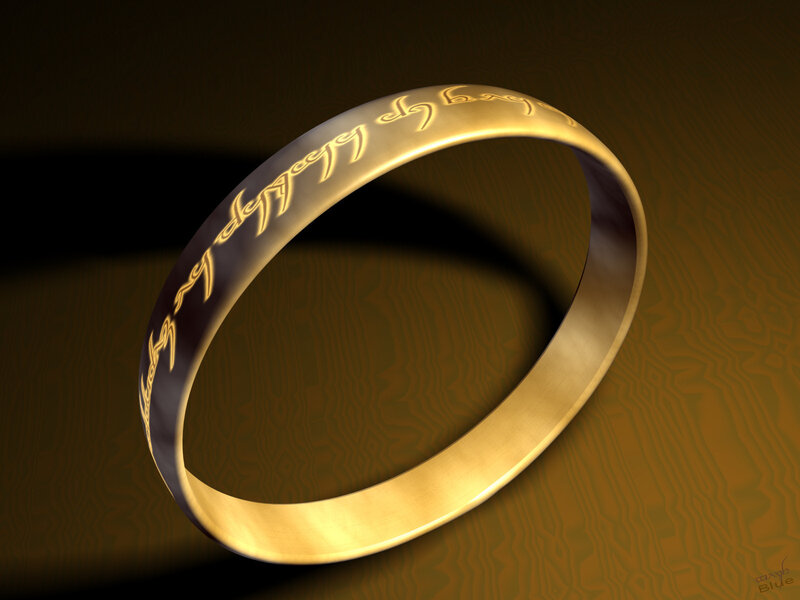 Golden Ring with Inscriptions — Gold, Dramatic, 3d Render
