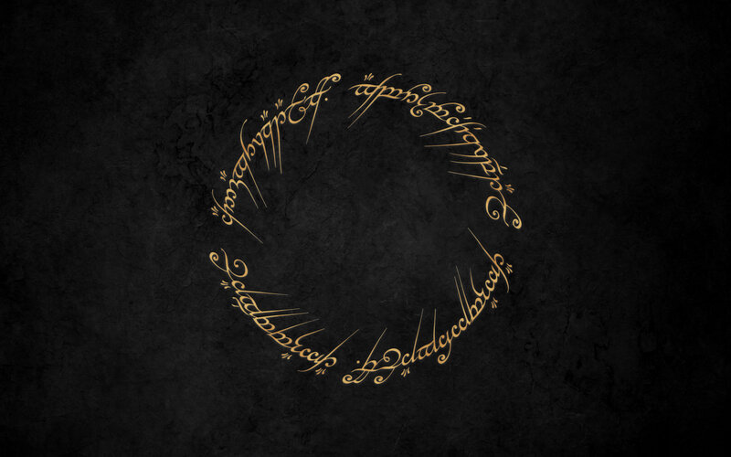 Golden Ring with Script — Black