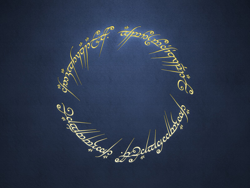 Golden Ring with Script — Blue, Mysterious