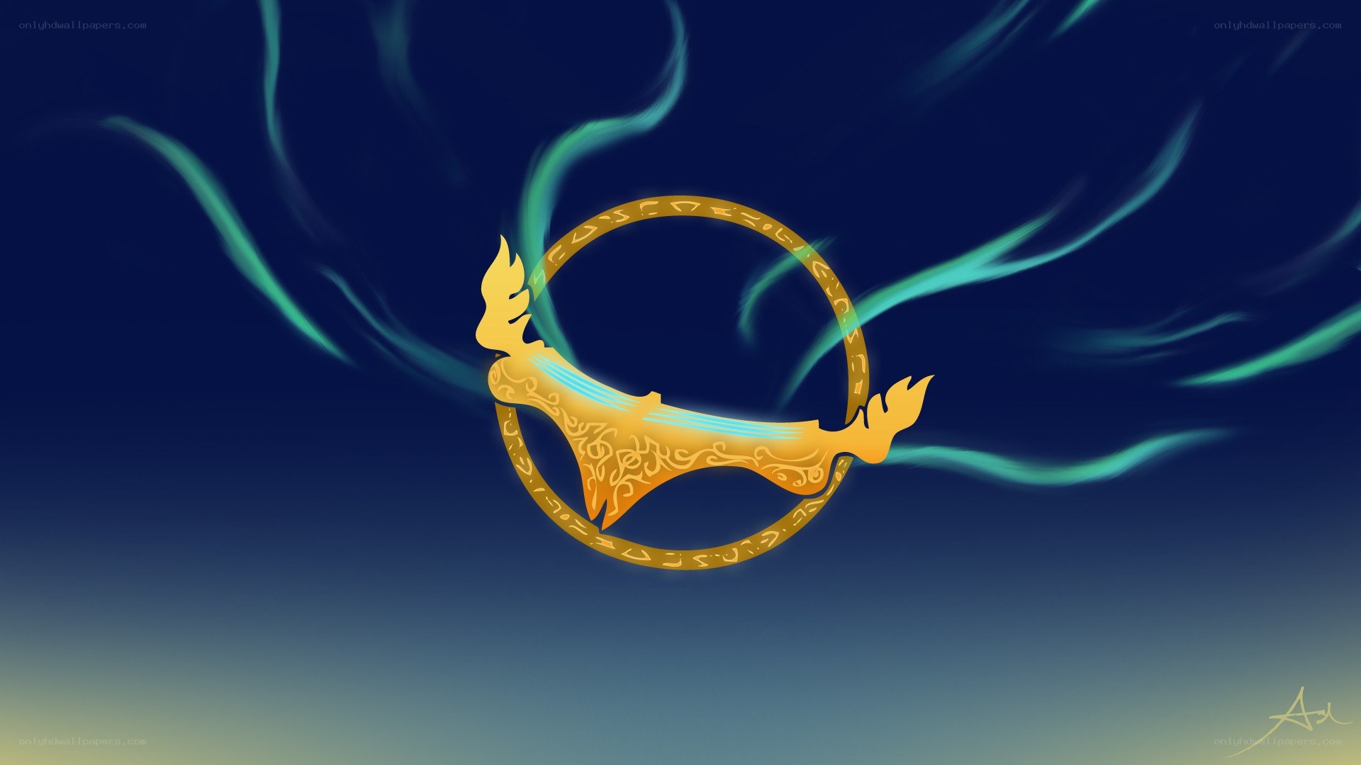 golden ring with winged figure