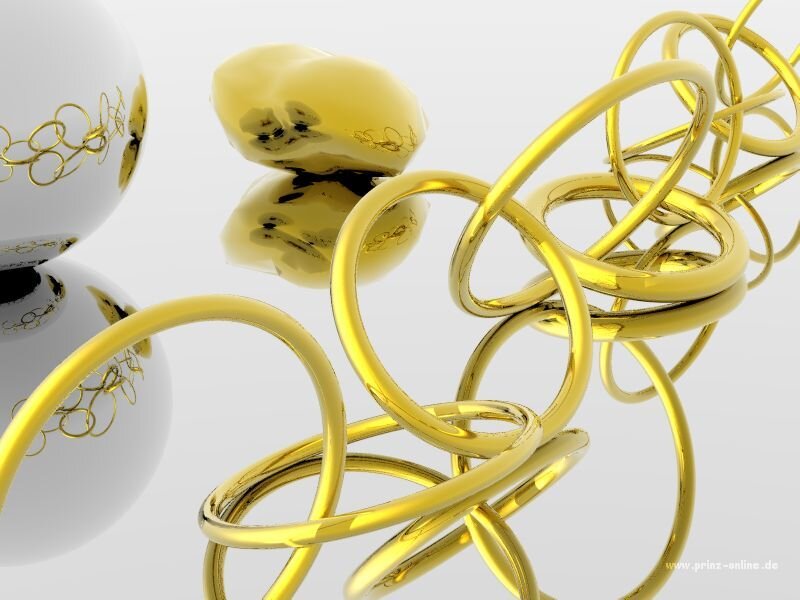 Golden rings and spheres sculpture