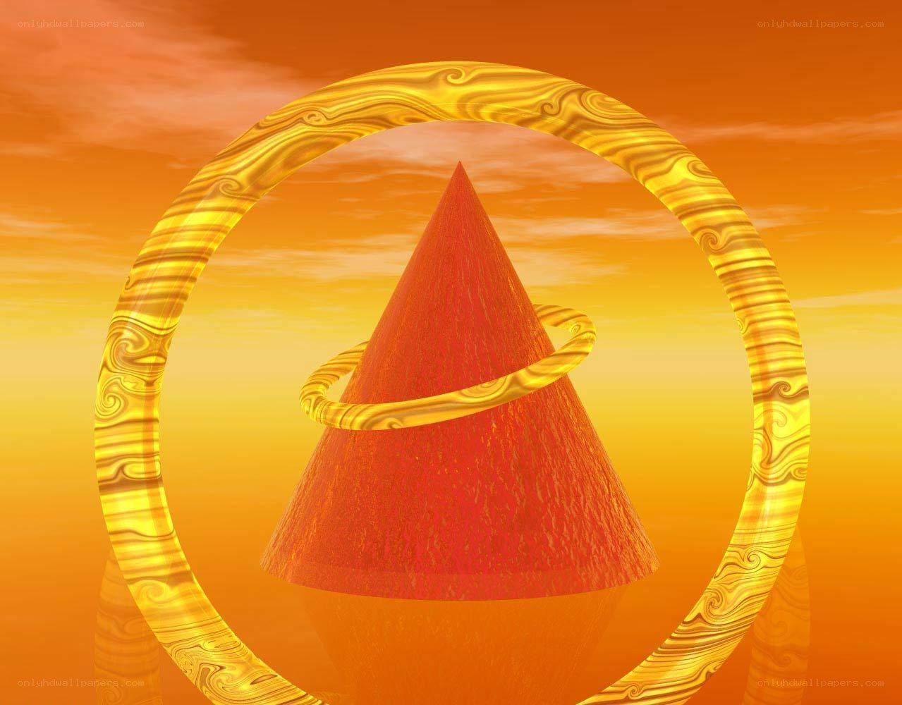 Golden rings around red cone