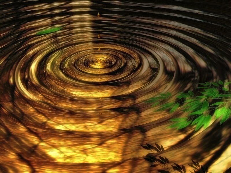 Golden ripples on water