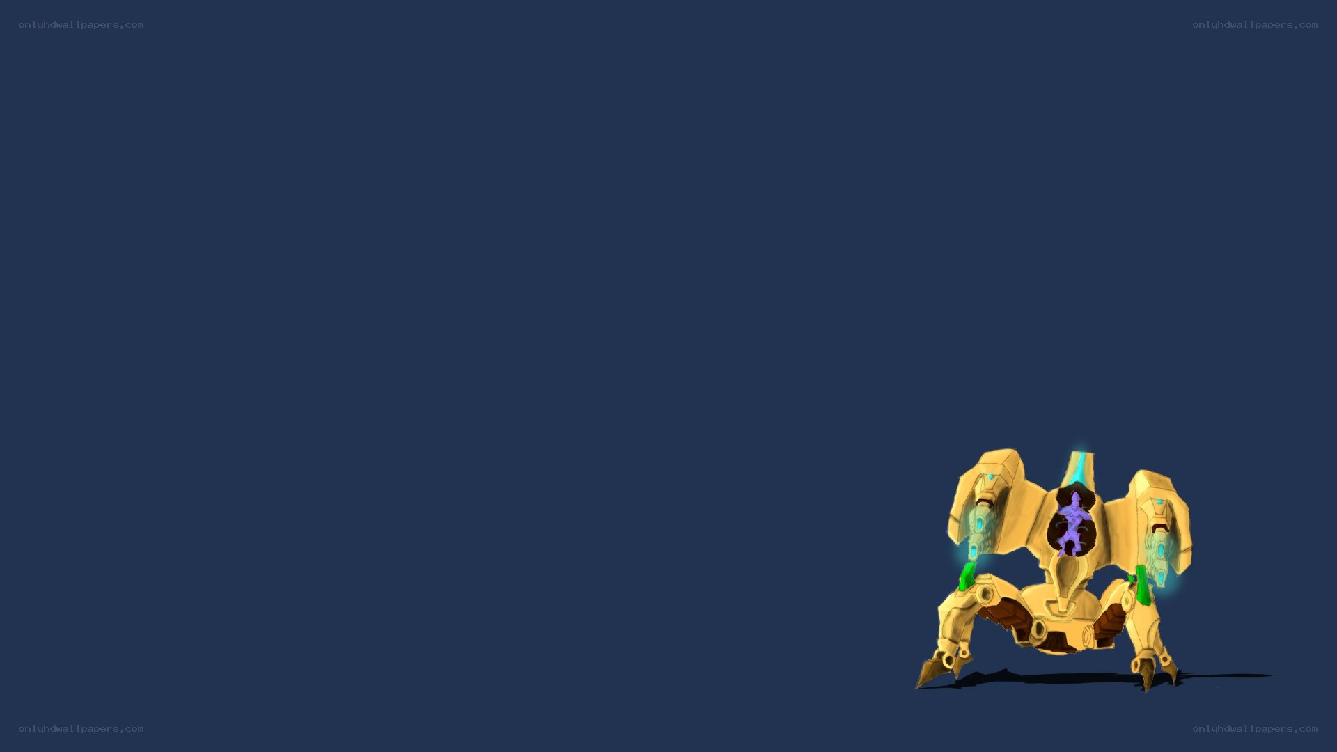 golden robot on blue background