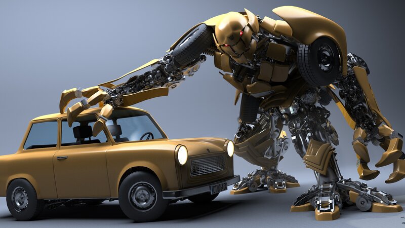 Golden Robot Transforming — Gold