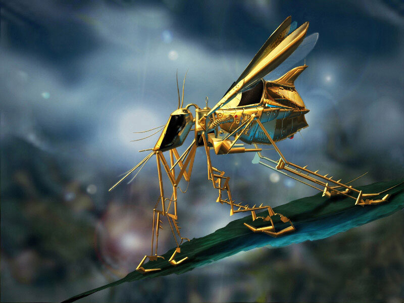 golden robotic mosquito