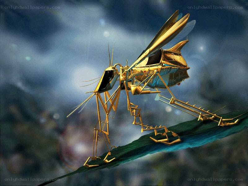 golden robotic mosquito