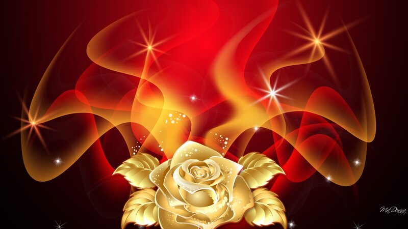 Golden Rose Flower — Red