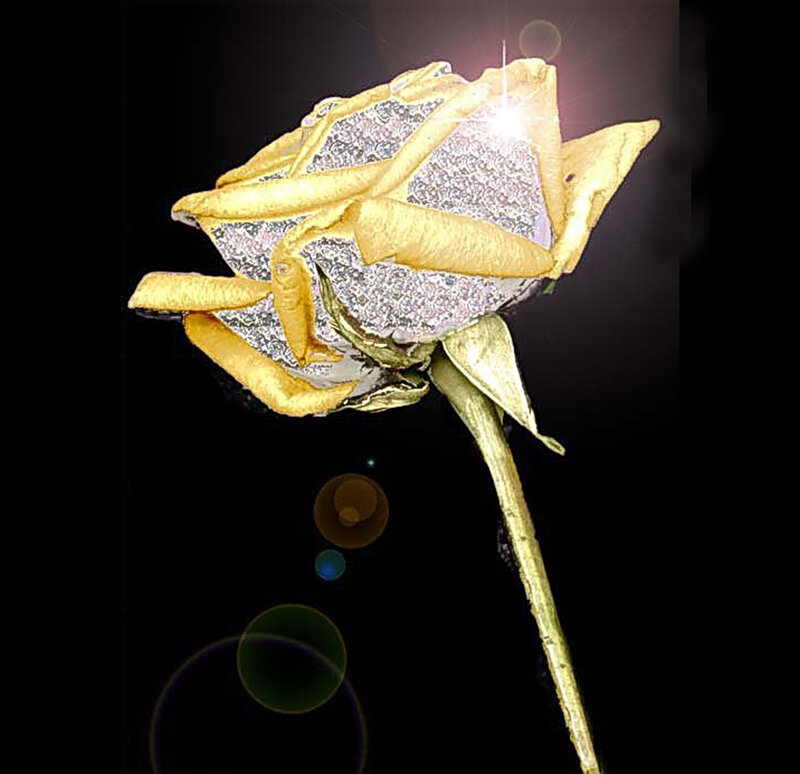 golden rose with sparkles