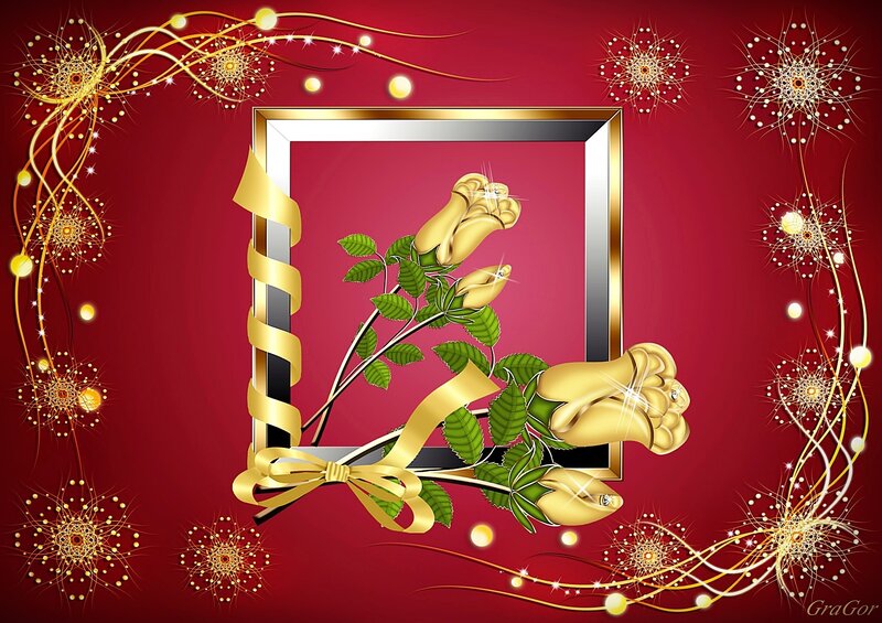 Golden Roses in Frame