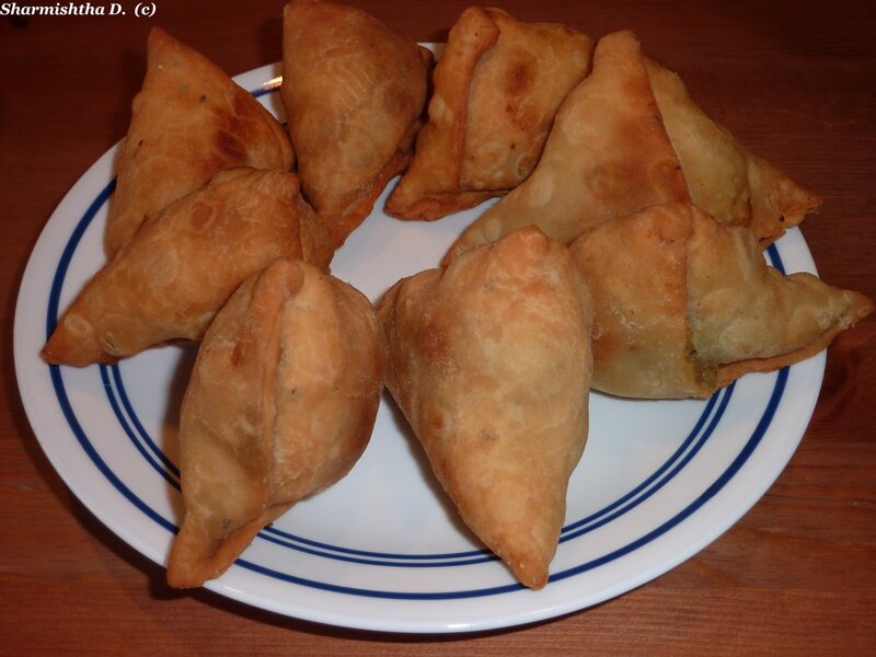 Golden Samosas on Plate — White