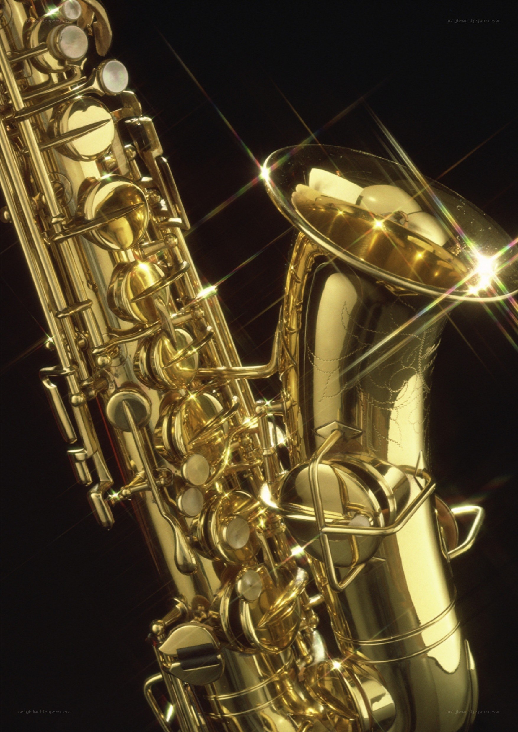 Golden saxophone close-up