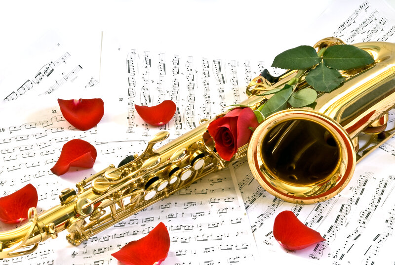 Golden Saxophone with Rose — Gold