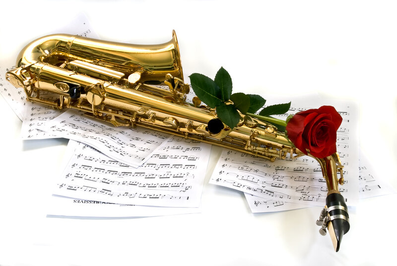 Golden Saxophone with Rose