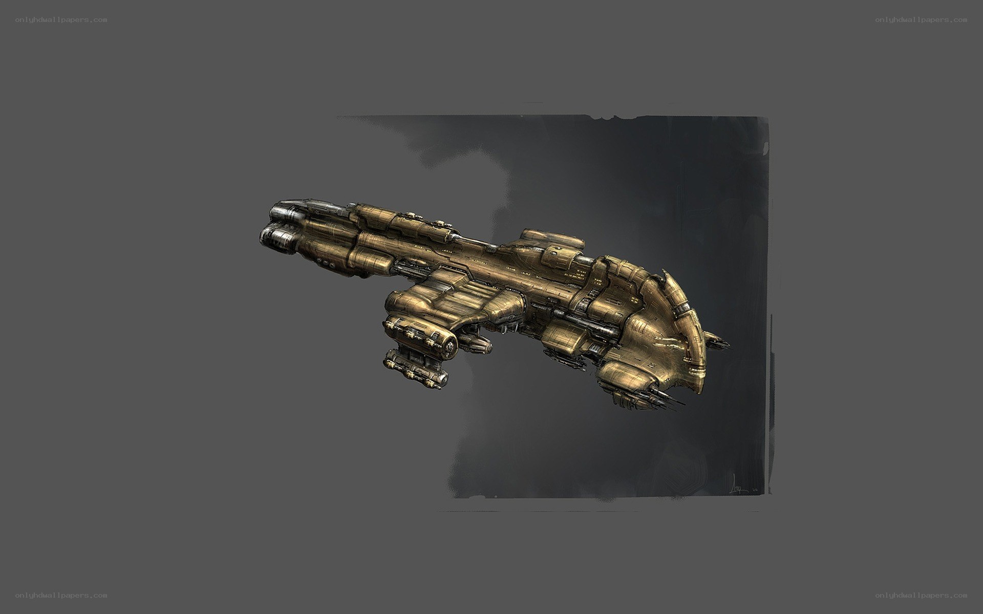 golden sci-fi spaceship concept