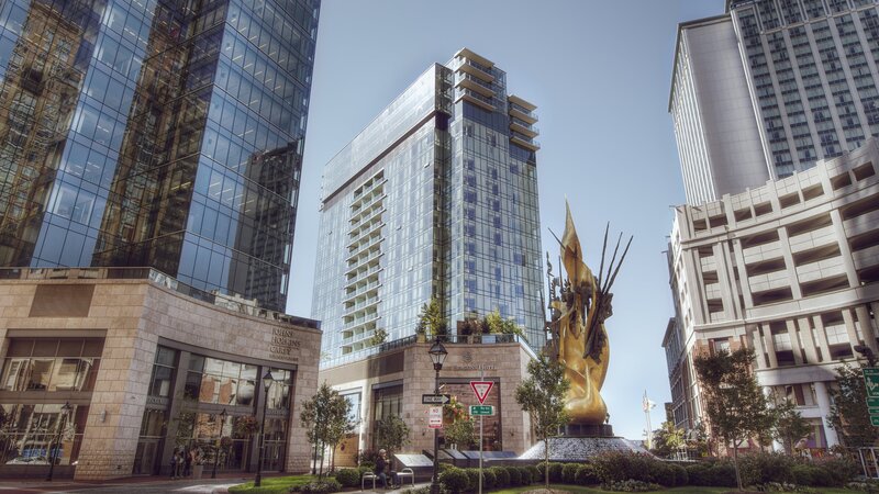 Golden Sculpture in Plaza